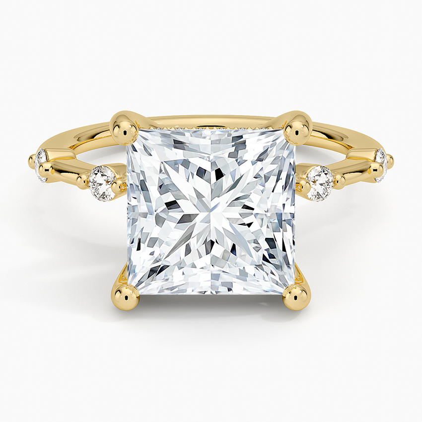 4.20 Karat Prenses Kesim Hidden Halo Tasarım Tektaş Laboratuvar Pırlanta Yüzük - Nice