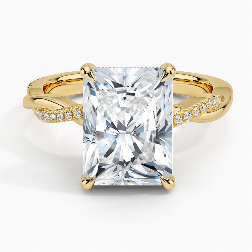 4.25 Karat Radiant Kesim Hidden Halo Tasarım Tektaş Laboratuvar Pırlanta Yüzük 18K - Talora