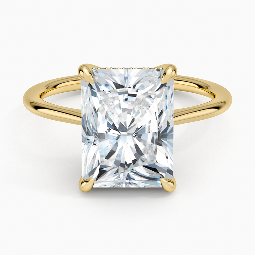 4.10 Karat Radiant Kesim Hidden Halo Tasarım Tektaş Laboratuvar Pırlanta Yüzük - Monaco