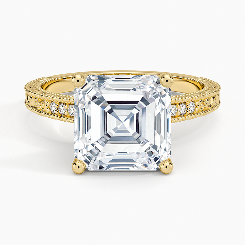 4.15 Asscher Kesim Hidden Halo Tasarım Tektaş Laboratuvar Pırlanta Yüzük 18K - Silora