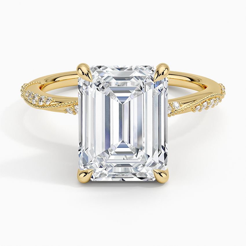 4.25 Karat Emerald Kesim Hidden Halo Tasarım Tektaş Laboratuvar Pırlanta Yüzük 18K - Melora