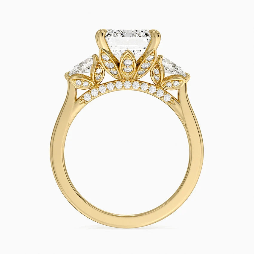 4.75 Karat Emerald Kesim Hidden Halo Tasarım Tektaş Laboratuvar Pırlanta Yüzük - Verona