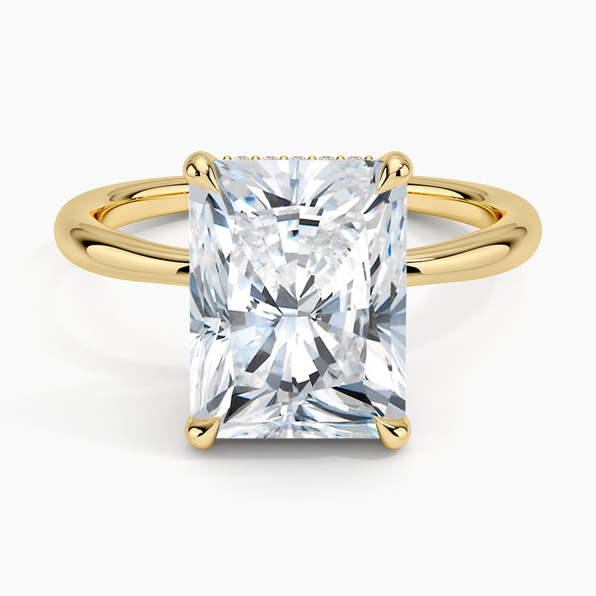 4.10 Karat Radiant Kesim Hidden Halo Tasarım Tektaş Laboratuvar Pırlanta Yüzük 18K - Alvora - Bold Diamonds