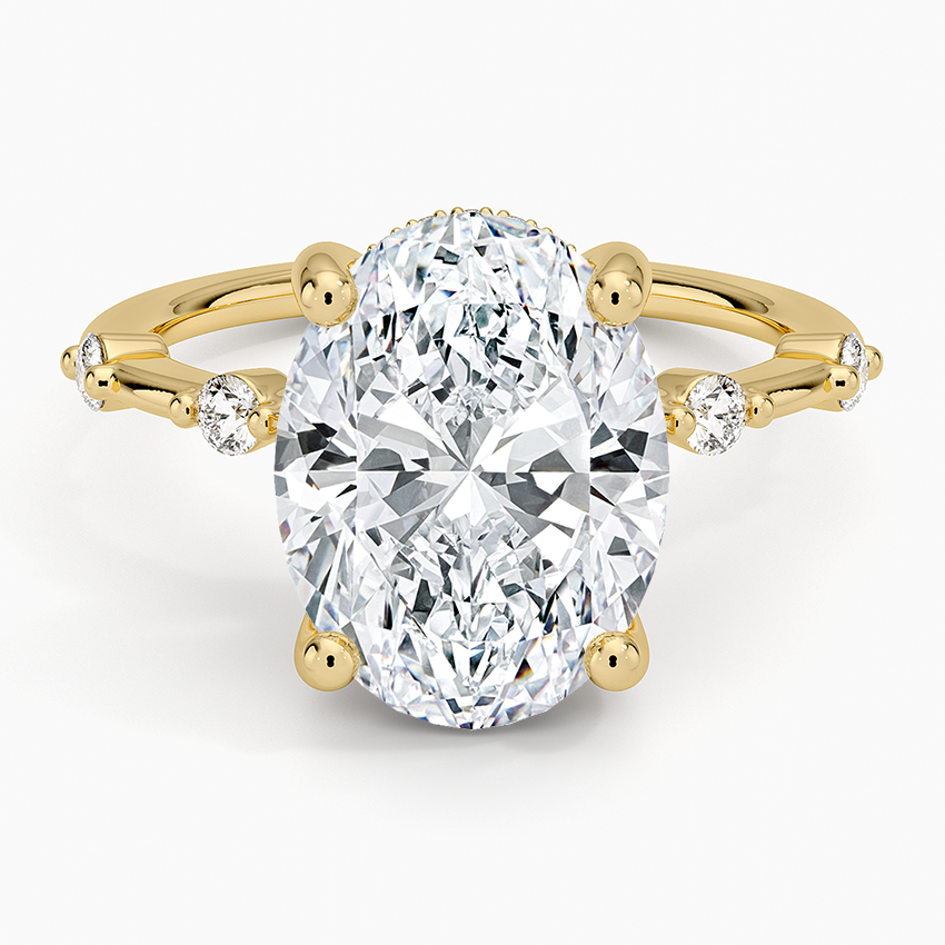 4.20 Oval Kesim Hidden Halo Tasarım Tektaş Laboratuvar Pırlanta Yüzük - Zelora