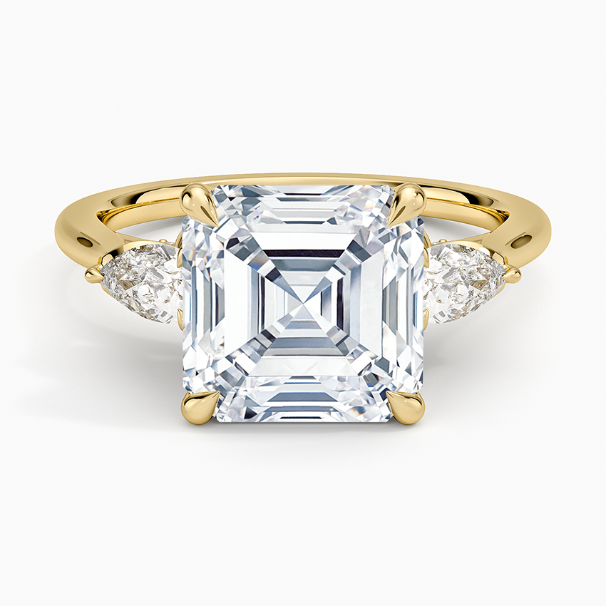 4.75 Karat Asscher Kesim Hidden Halo Tasarım Tektaş Laboratuvar Pırlanta Yüzük 18K - Calora