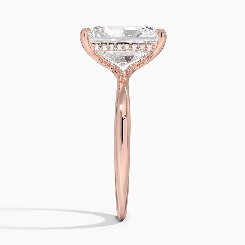 4.10 Karat Radiant Kesim Hidden Halo Tasarım Tektaş Laboratuvar Pırlanta Yüzük 18K - Alvora - Bold Diamonds