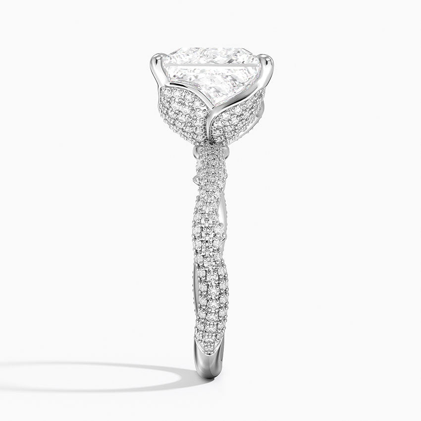 4.75 Karat Prenses Kesim Hidden Halo Tasarım Tektaş Laboratuvar Pırlanta Yüzük - Sorrento