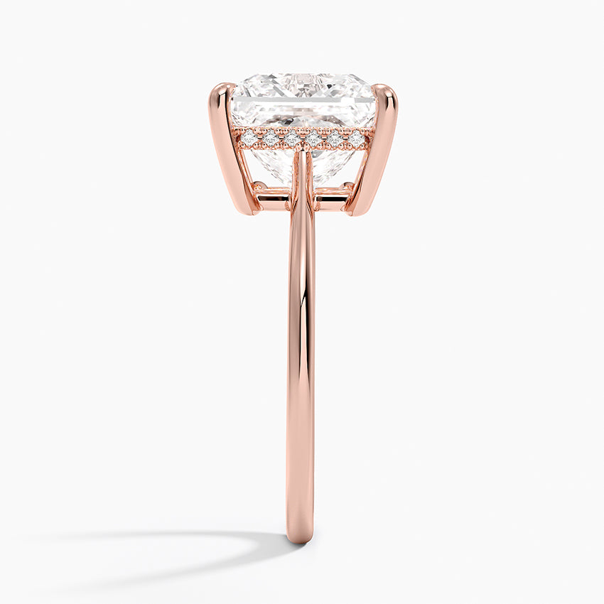 4.10 Prenses Kesim Hidden Halo Tasarım Tektaş Laboratuvar Pırlanta Yüzük - Tilora