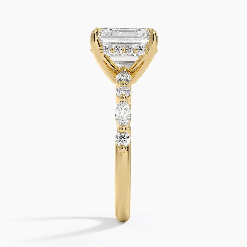 4.50 Karat Asscher Kesim Hidden Halo Tasarım Tektaş Laboratuvar Pırlanta Yüzük - Verona