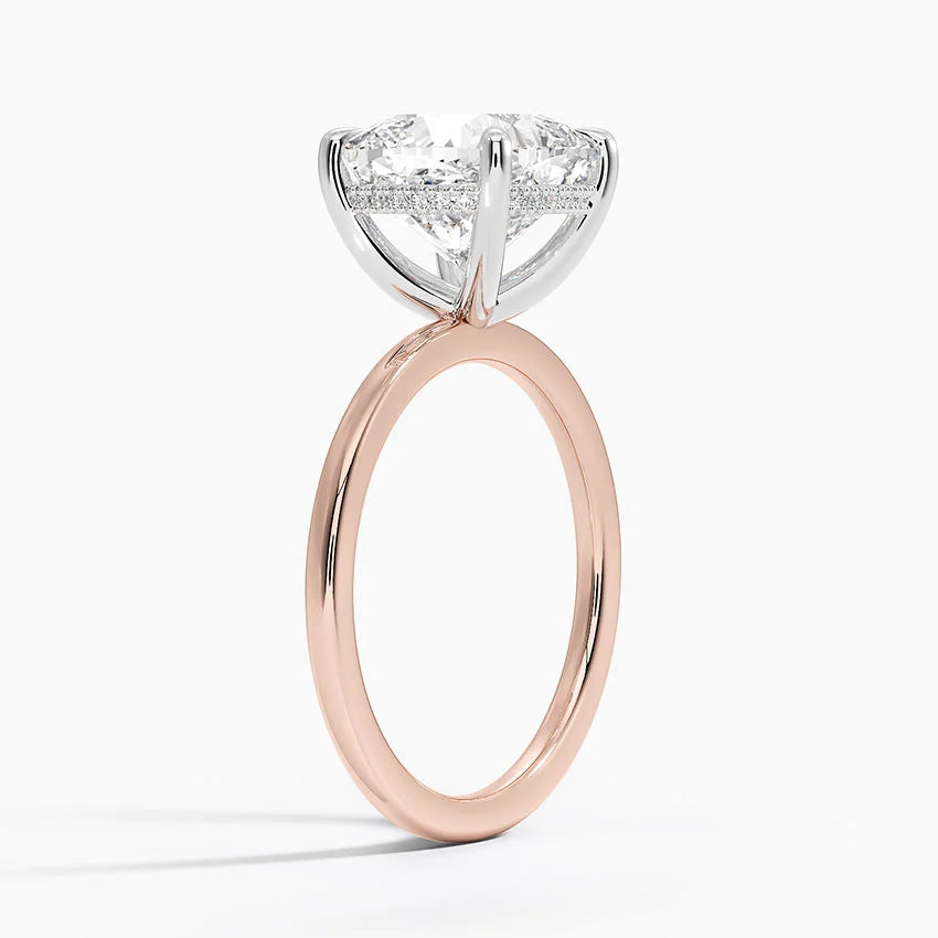 4.10 Karat Cushion Kesim Hidden Halo Tasarım Tektaş Laboratuvar Pırlanta Yüzük 18K - Elora - Bold Diamonds