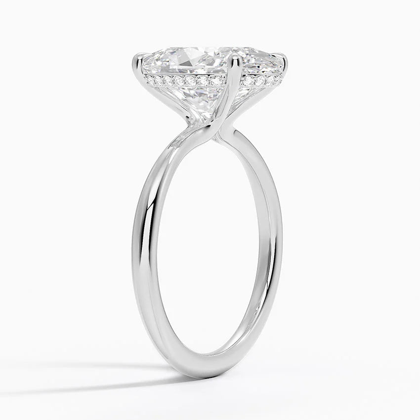 4.10 Karat Oval Kesim Hidden Halo Tasarım Tektaş Laboratuvar Pırlanta Yüzük 18K - Alvora - Bold Diamonds
