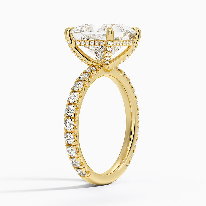 4.75 Karat Prenses Kesim Hidden Halo Tasarım Tektaş Laboratuvar Pırlanta Yüzük 18K - Selora - Bold Diamonds