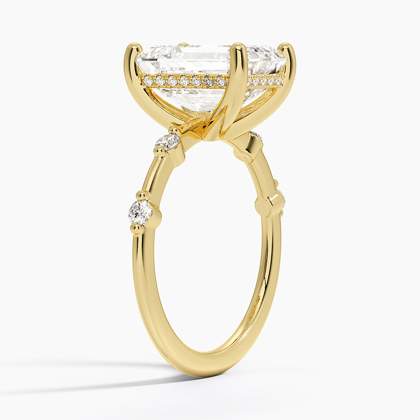 4.20 Karat Emerald Kesim Hidden Halo Tasarım Tektaş Laboratuvar Pırlanta Yüzük - Nice