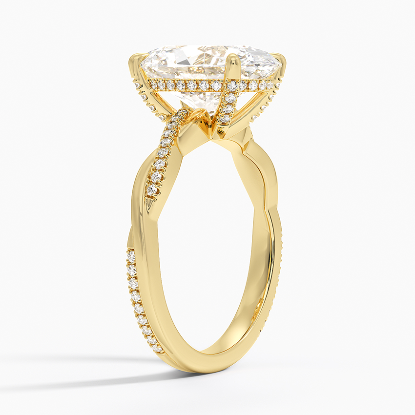 4.25 Karat Oval Kesim Hidden Halo Tasarım Tektaş Laboratuvar Pırlanta Yüzük 18K - Talora