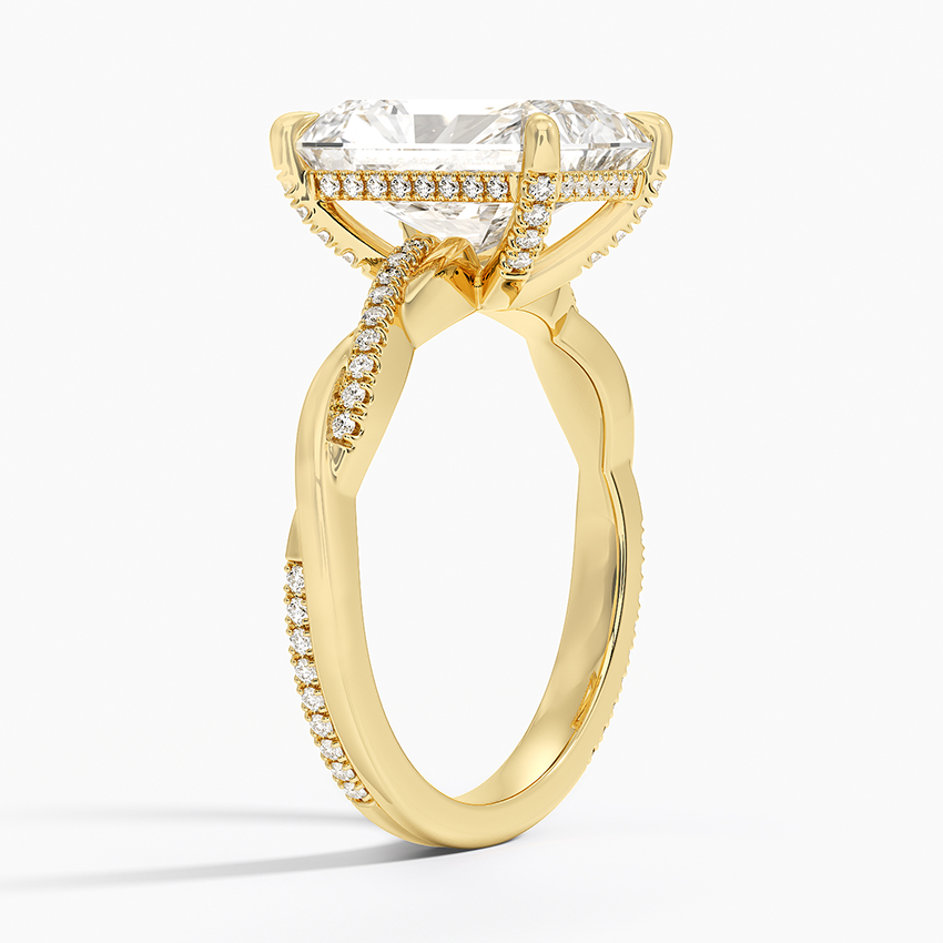 4.25 Karat Radiant Kesim Hidden Halo Tasarım Tektaş Laboratuvar Pırlanta Yüzük 18K - Talora