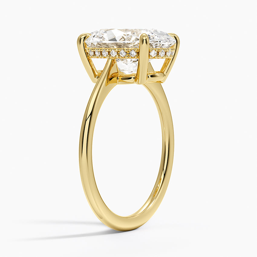 4.10 Karat Oval Kesim Hidden Halo Tasarım Tektaş Laboratuvar Pırlanta Yüzük - Monaco