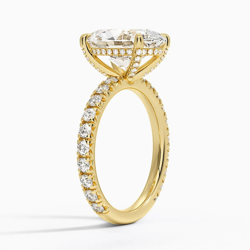 4.75 Karat Oval Kesim Hidden Halo Tasarım Tektaş Laboratuvar Pırlanta Yüzük 18K - Selora - Bold Diamonds