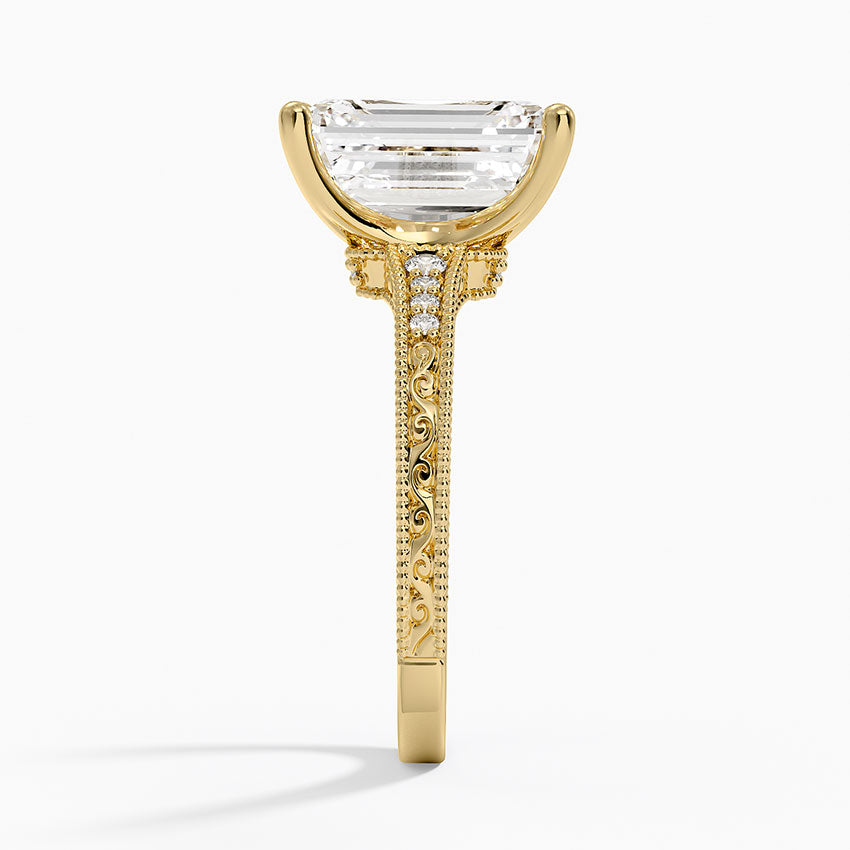 4.15 Emerald Kesim Hidden Halo Tasarım Tektaş Laboratuvar Pırlanta Yüzük - Silora