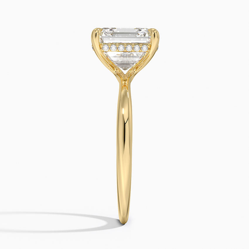 4.10 Karat Asscher Kesim Hidden Halo Tasarım Tektaş Laboratuvar Pırlanta Yüzük 18K - Alvora - Bold Diamonds