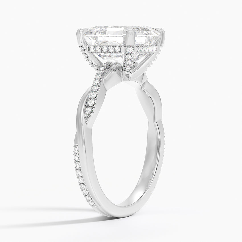 4.25 Karat Asscher Kesim Hidden Halo Tasarım Tektaş Laboratuvar Pırlanta Yüzük - Riga