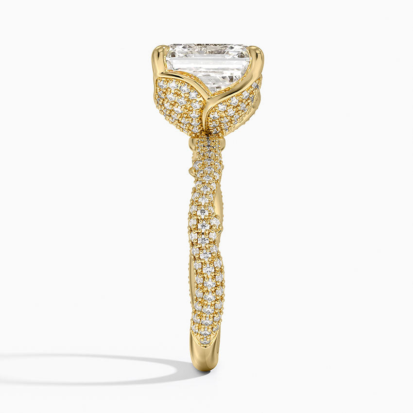 4.75 Karat Asscher Kesim Hidden Halo Tasarım Tektaş Laboratuvar Pırlanta Yüzük - Sorrento