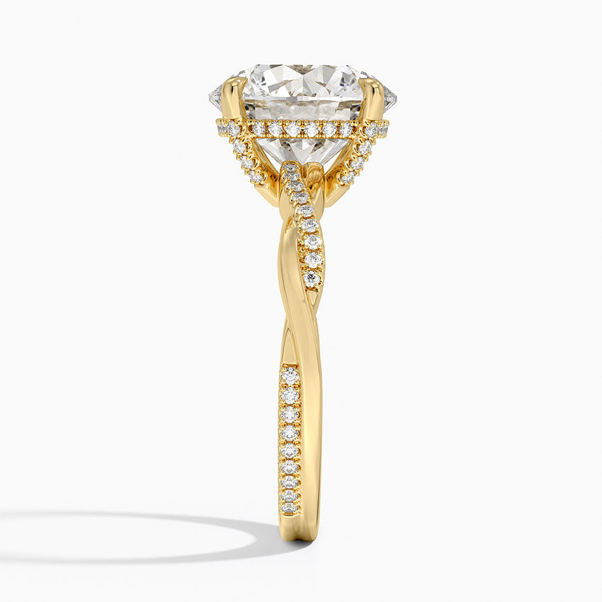 4.25 Karat Hidden Halo Tasarım Tektaş Laboratuvar Pırlanta Yüzük 18K - Talora