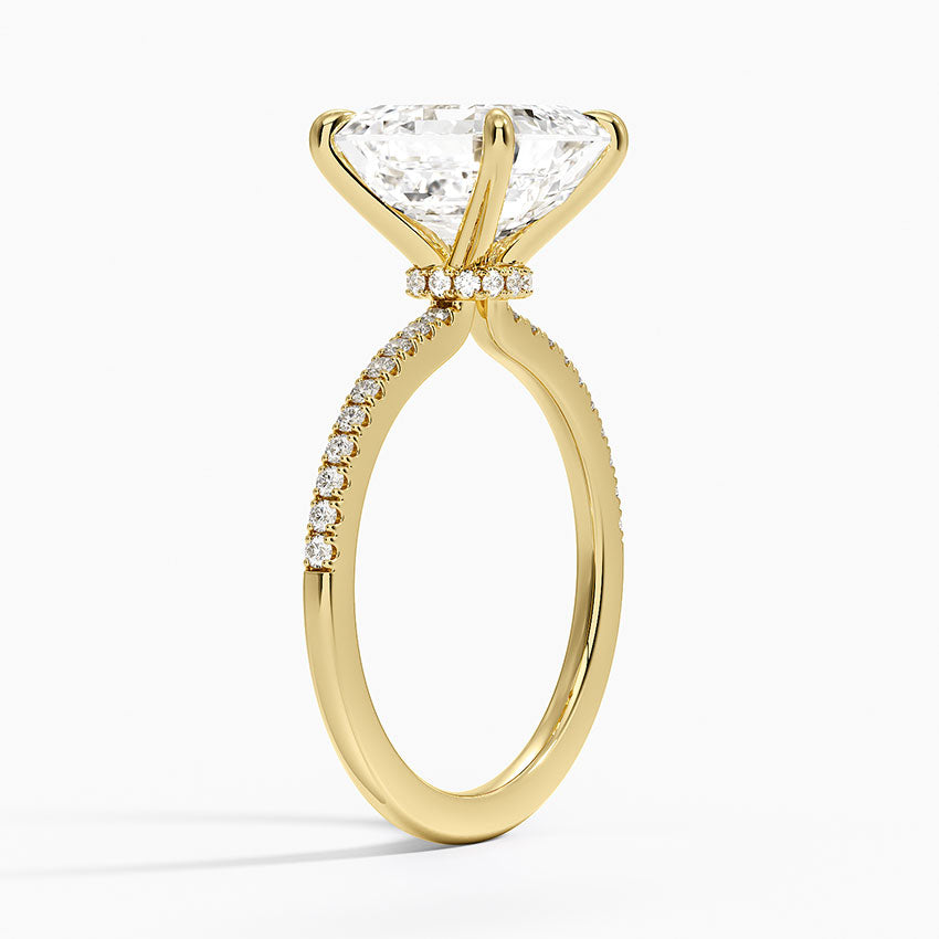 4.25 Karat Asscher Kesim Hidden Halo Tasarım Tektaş Laboratuvar Pırlanta Yüzük - Filora - Bold Diamonds