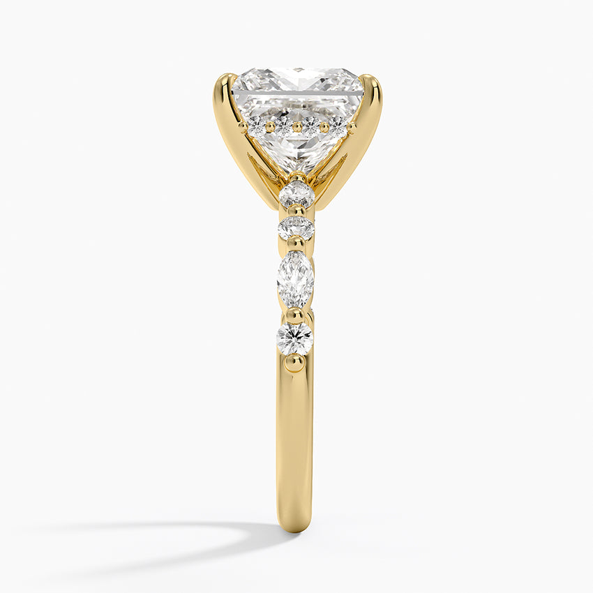 1.60 Carat Princess Halo Design Solitaire Lab Diamond Ring 18K - Florina