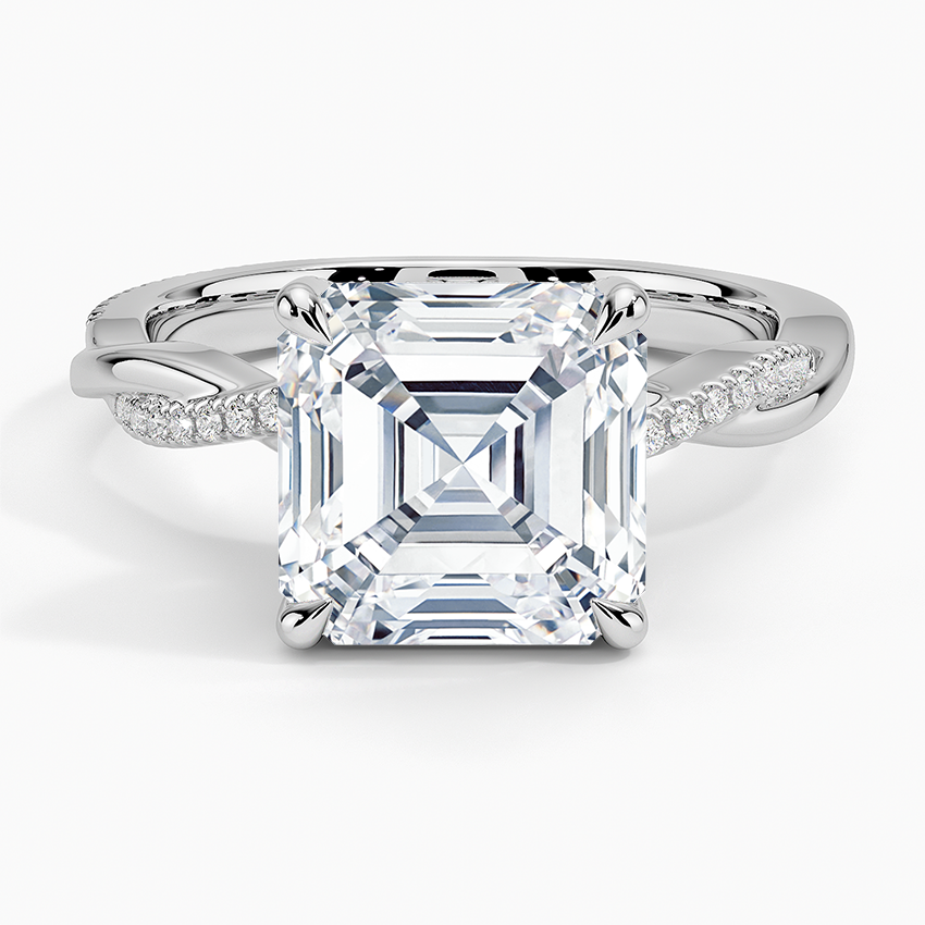 4.25 Karat Asscher Kesim Hidden Halo Tasarım Tektaş Laboratuvar Pırlanta Yüzük - Riga