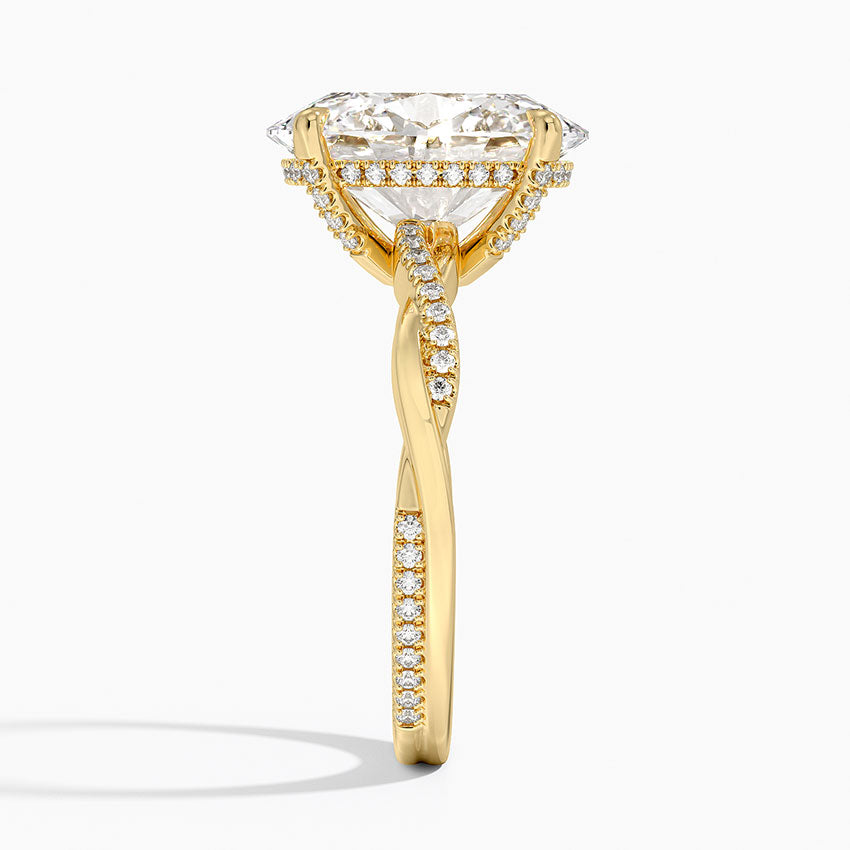4.25 Karat Oval Kesim Hidden Halo Tasarım Tektaş Laboratuvar Pırlanta Yüzük 18K - Talora