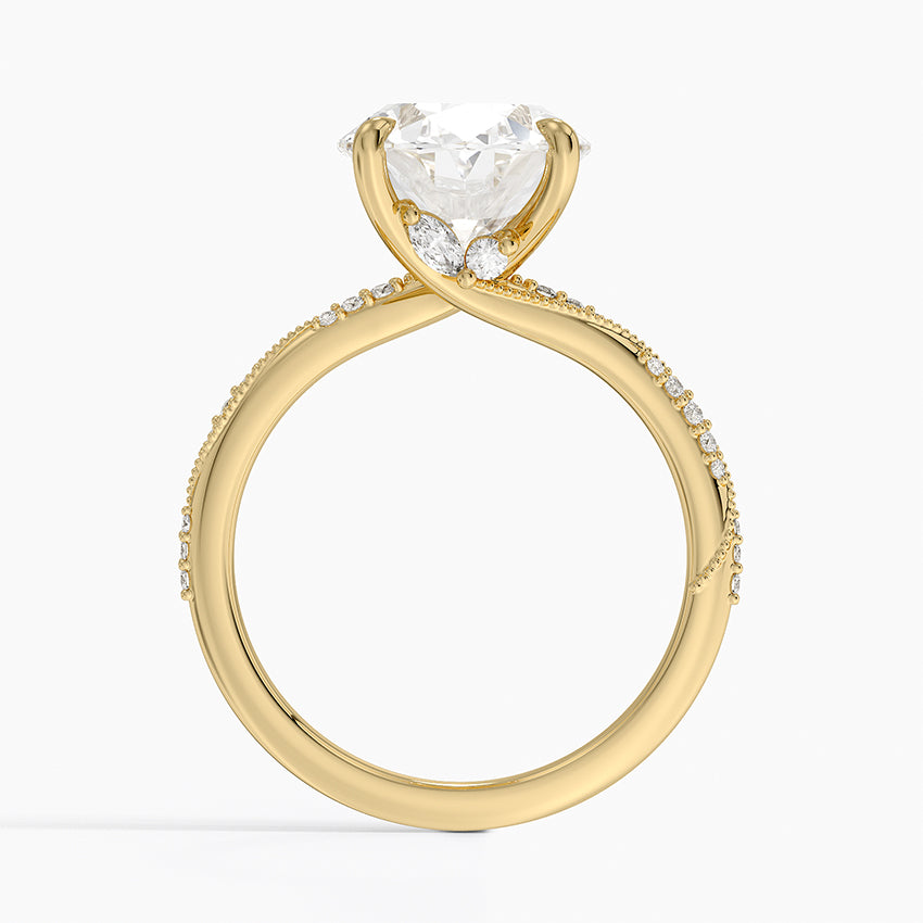 4.25 Karat Oval Kesim Hidden Halo Tasarım Tektaş Laboratuvar Pırlanta Yüzük 18K - Melora