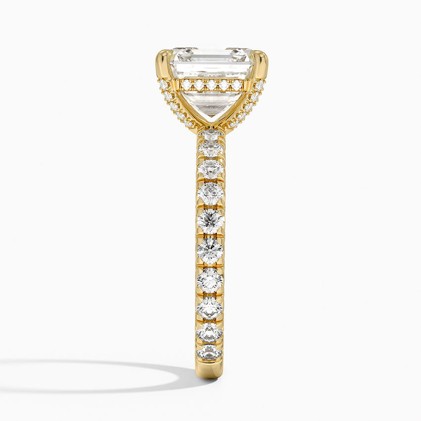 4.75 Karat Asscher Kesim Hidden Halo Tasarım Tektaş Laboratuvar Pırlanta Yüzük 18K - Selora - Bold Diamonds
