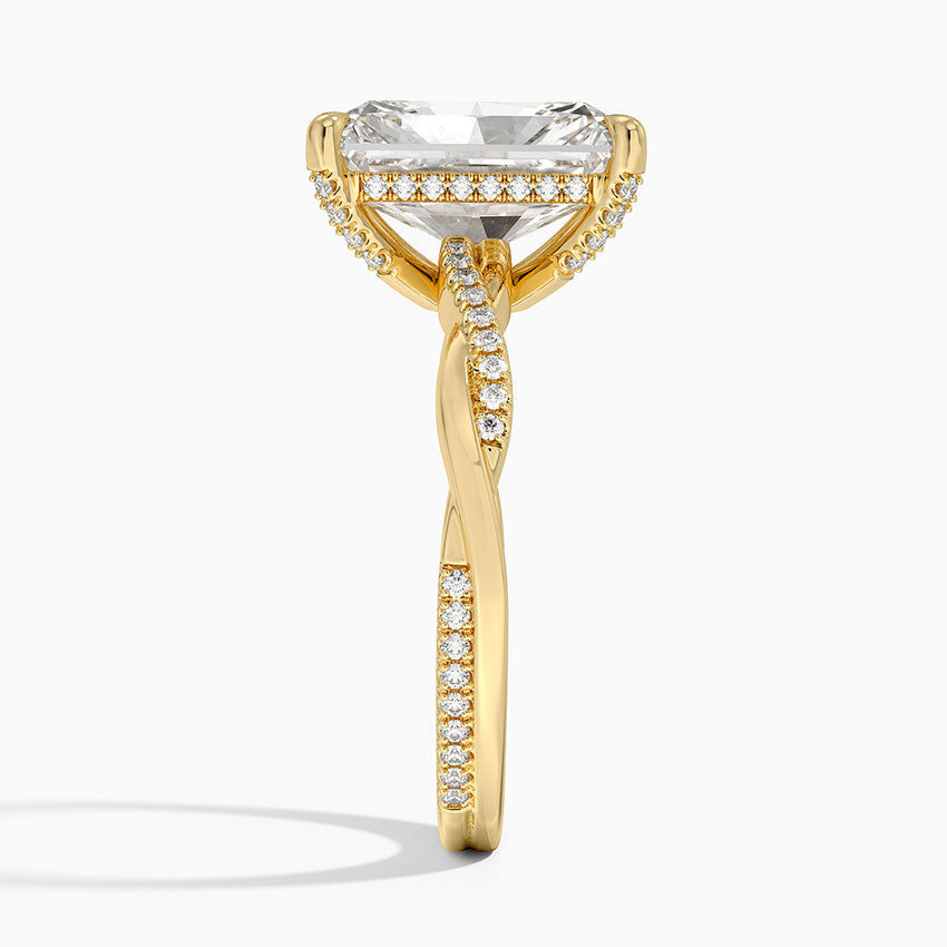 4.25 Karat Radiant Kesim Hidden Halo Tasarım Tektaş Laboratuvar Pırlanta Yüzük 18K - Talora