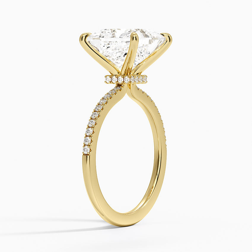 4.25 Karat Prenses Kesim Hidden Halo Tasarım Tektaş Laboratuvar Pırlanta Yüzük - Filora - Bold Diamonds