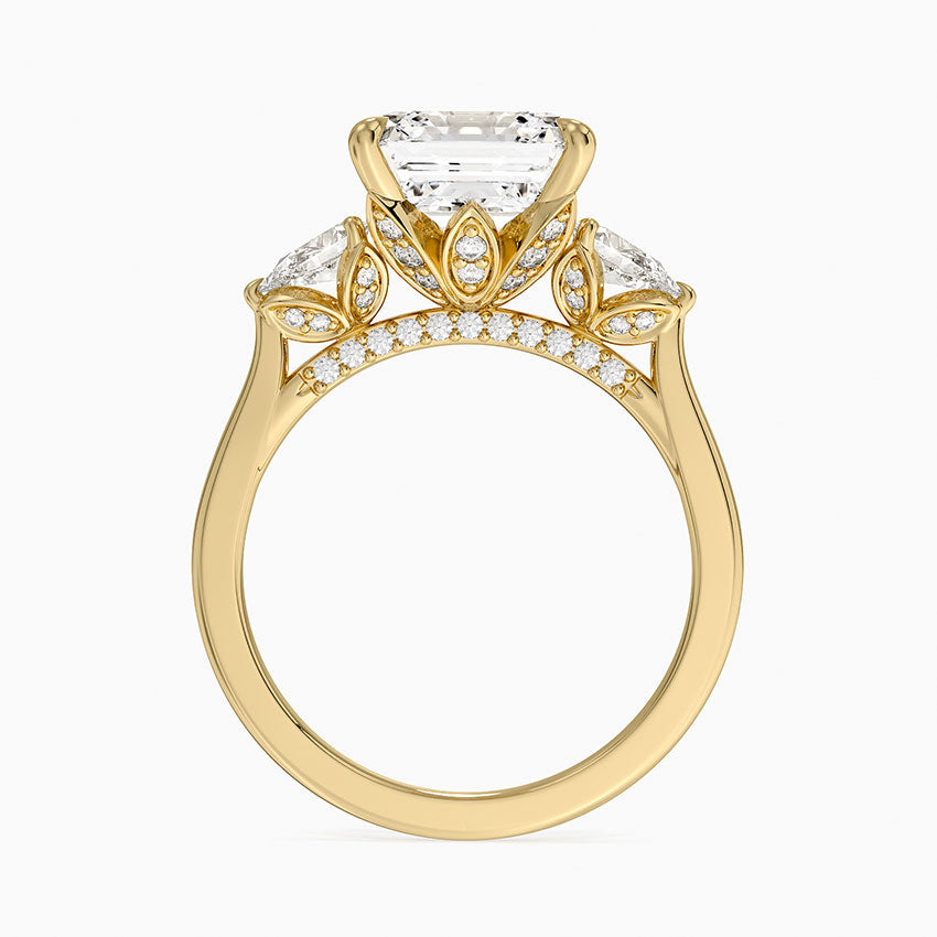 4.75 Karat Asscher Kesim Hidden Halo Tasarım Tektaş Laboratuvar Pırlanta Yüzük 18K - Calora