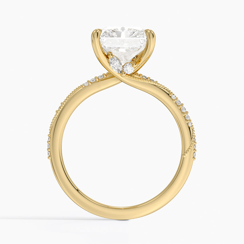 4.25 Karat Radiant Kesim Hidden Halo Tasarım Tektaş Laboratuvar Pırlanta Yüzük 18K - Melora