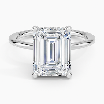 4.10 Karat Emerald Kesim Hidden Halo Tasarım Tektaş Laboratuvar Pırlanta Yüzük - Lucerne