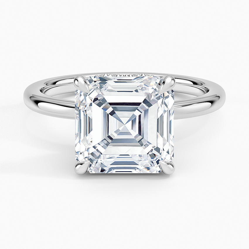 4.15 Karat Asscher Kesim Hidden Halo Tasarım Tektaş Laboratuvar Pırlanta Yüzük - Lyon