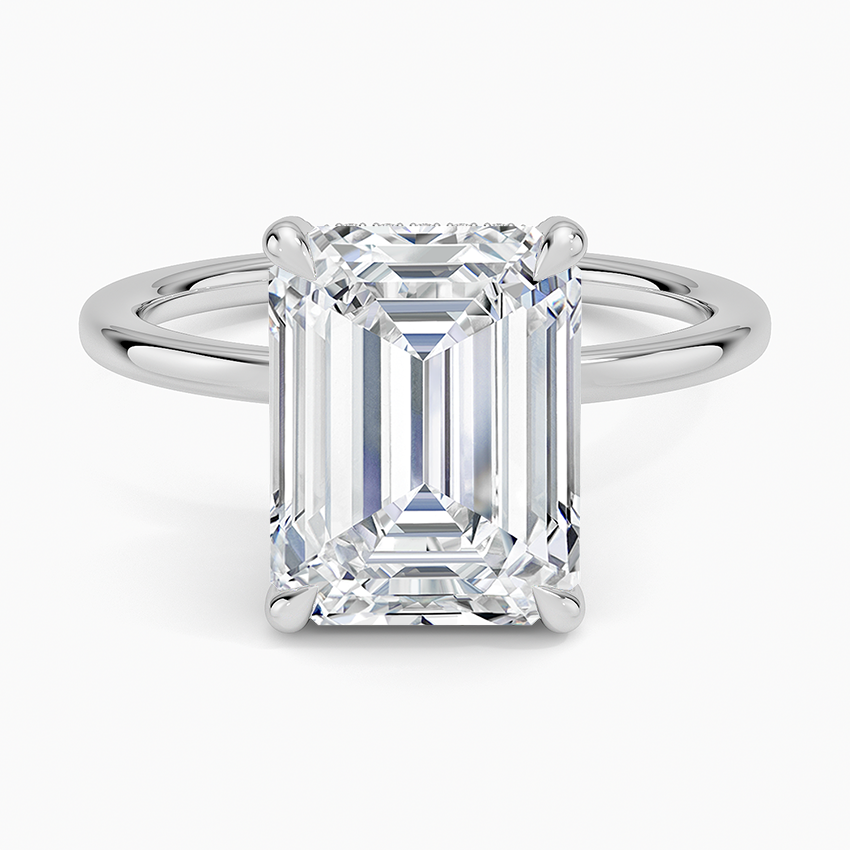 4.15 Karat Emerald Kesim Hidden Halo Tasarım Tektaş Laboratuvar Pırlanta Yüzük - Gilora - Bold Diamonds