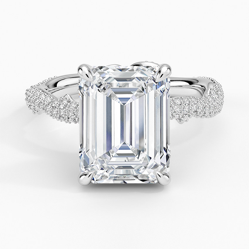 4.75 Karat Emerald Kesim Hidden Halo Tasarım Tektaş Laboratuvar Pırlanta Yüzük - Sorrento