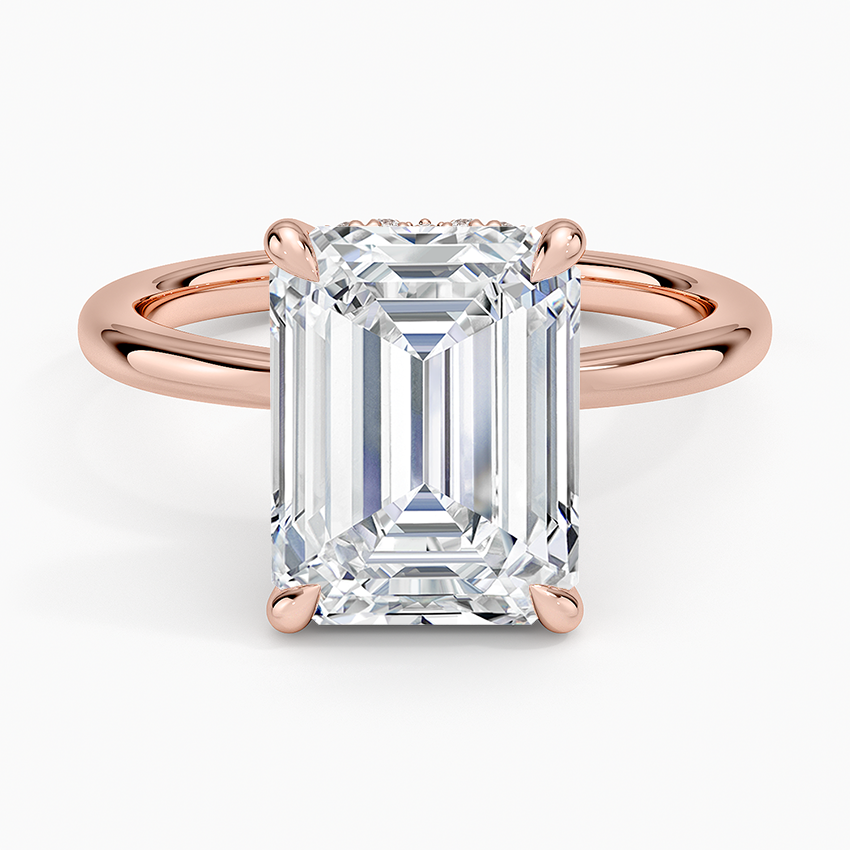 4.15 Emerald Kesim Hidden Halo Tasarım Tektaş Laboratuvar Pırlanta Yüzük - Vilora