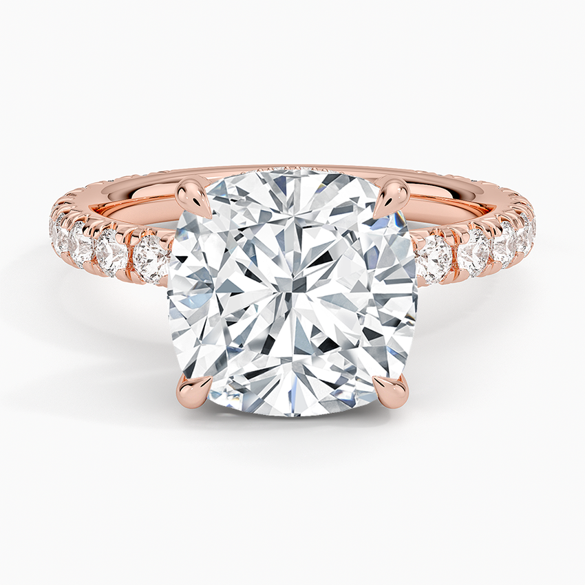 4.75 Karat Cushion Kesim Hidden Halo Tasarım Tektaş Laboratuvar Pırlanta Yüzük 18K - Selora - Bold Diamonds