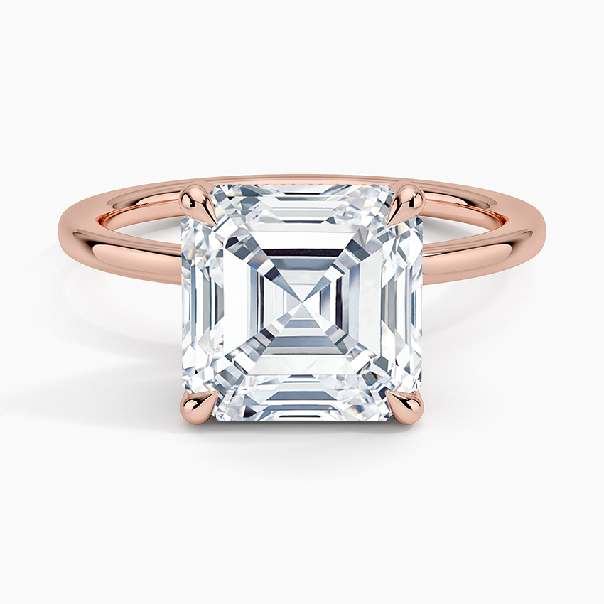 4.15 Karat Asscher Kesim Hidden Halo Tasarım Tektaş Laboratuvar Pırlanta Yüzük - Valencia