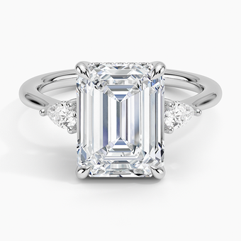 4.50 Karat Emerald Kesim Hidden Halo Tasarım Tektaş Laboratuvar Pırlanta Yüzük - Madrid