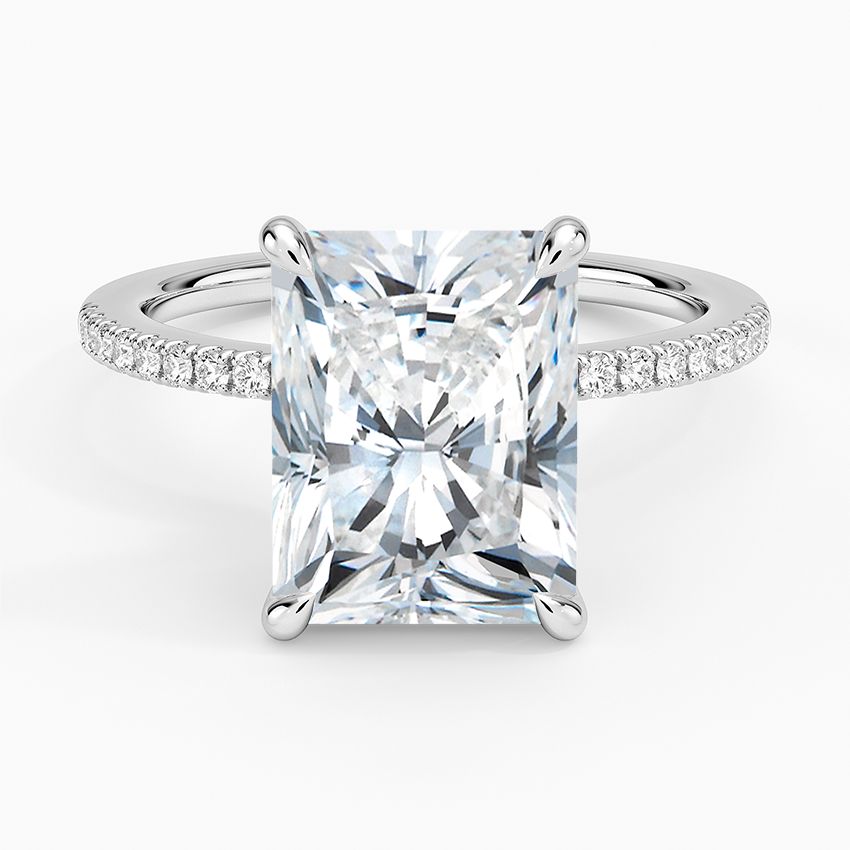 4.25 Karat Radiant Kesim Hidden Halo Tasarım Tektaş Laboratuvar Pırlanta Yüzük - Filora - Bold Diamonds