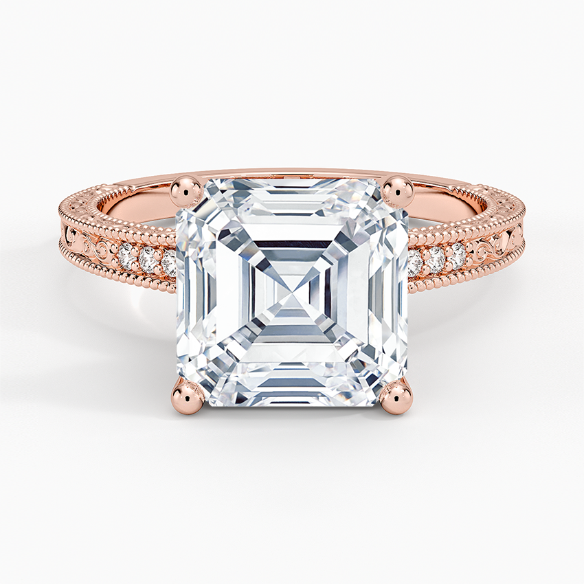 4.15 Asscher Kesim Hidden Halo Tasarım Tektaş Laboratuvar Pırlanta Yüzük 18K - Silora