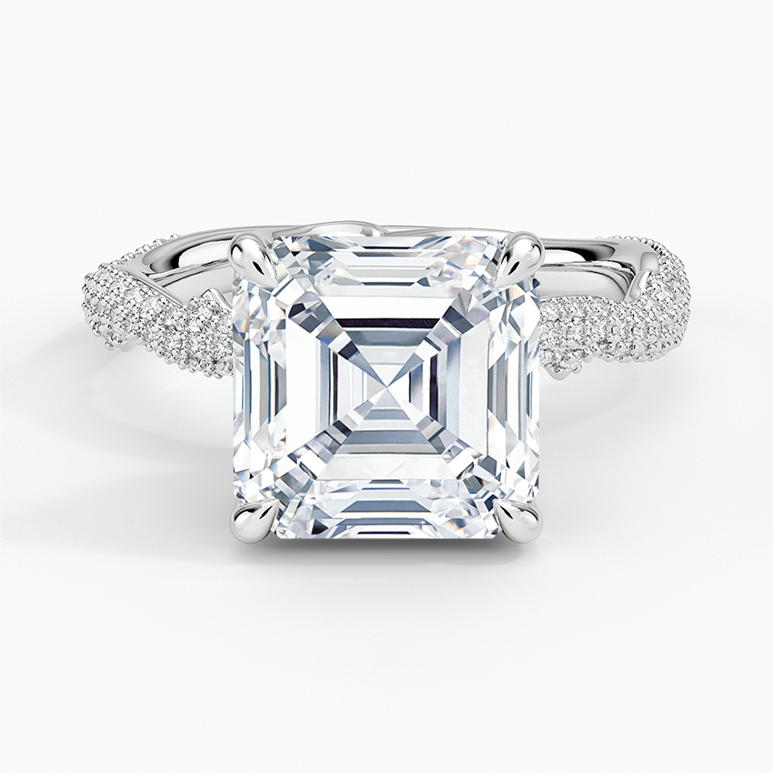 4.75 Karat Asscher Kesim Hidden Halo Tasarım Tektaş Laboratuvar Pırlanta Yüzük - Sorrento