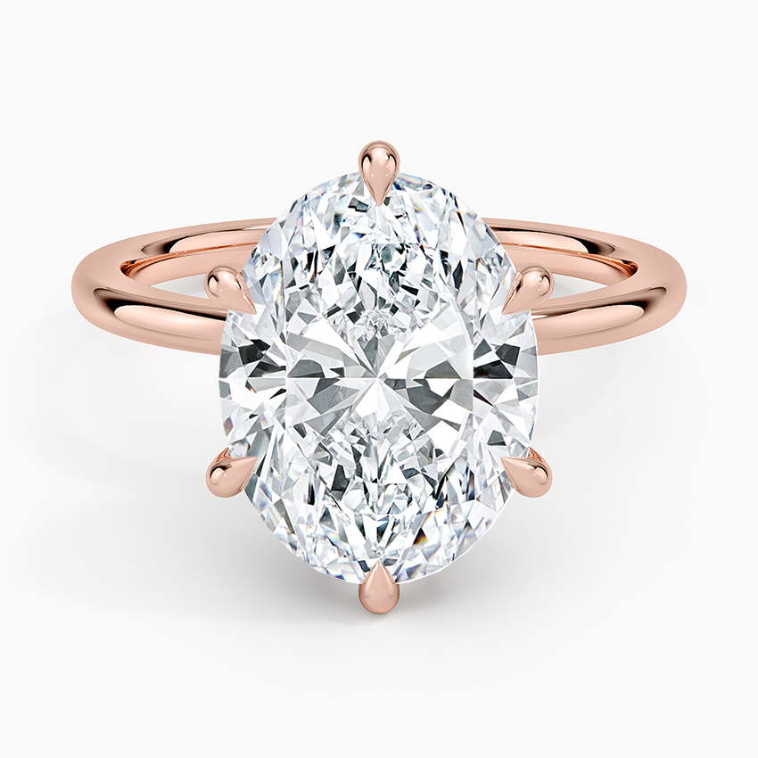 Altı Tırnak 4.15 Karat Oval Kesim Hidden Halo Tasarım Tektaş Laboratuvar Pırlanta Yüzük - Delora - Bold Diamonds