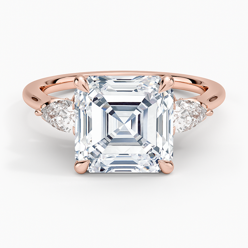 4.75 Karat Asscher Kesim Hidden Halo Tasarım Tektaş Laboratuvar Pırlanta Yüzük 18K - Calora