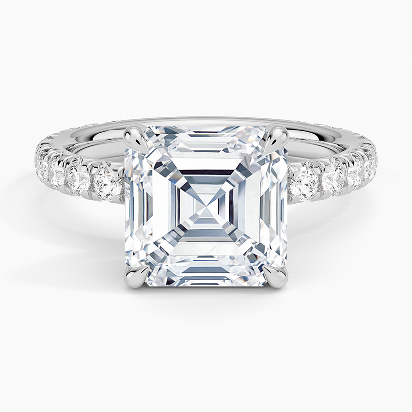 4.75 Karat Asscher Kesim Hidden Halo Tasarım Tektaş Laboratuvar Pırlanta Yüzük 18K - Selora - Bold Diamonds